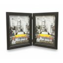 Ver imagem 2 de Porta Retrato Duplo Vertical em Madeira Detalhado 15x21 Luxo:preto Ripado