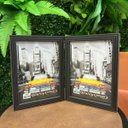 Ver imagem 1 de Porta Retrato Duplo Vertical em Madeira Detalhado 15x21 Luxo:preto Ripado