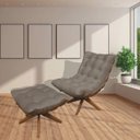 Ver imagem 2 de Kit Poltrona com Puff Costela Base em Madeira Giratória - Cappuccino