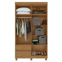 Ver imagem 3 de Guarda-roupa Solteiro Zeus 4 Portas 2 Gavetas 59602.58 Amêndoa Clean - Móveis Lopas