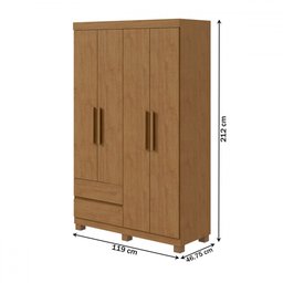 Guarda-roupa Solteiro Zeus 4 Portas 2 Gavetas 59602.58 Amêndoa Clean - Móveis Lopas - 4