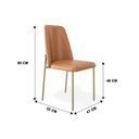 Ver imagem 3 de Kit 4 Cadeiras Estofadas Lucy Aço Dourado Couro Pu Caramelo