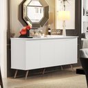 Ver imagem 1 de Aparador Buffet Encanto - 4 Portas com Pés Retrô em Mdp-mdf Branco - Lukaliam Móveis Branco