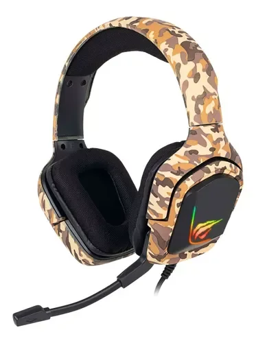 Fone de Ouvido Headset Gamer Led Usb Cor Camuflado Marrom - 1