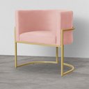 Ver imagem 1 de Poltrona Decorativa Estofada Base de Ferro Sala Luana Veludo Rosa Nude - LM DECOR