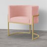 Poltrona Decorativa Estofada Base de Ferro Sala Luana Veludo Rosa Nude - LM DECOR - 1