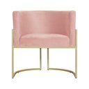 Ver imagem 2 de Poltrona Decorativa Estofada Base de Ferro Sala Luana Veludo Rosa Nude - LM DECOR