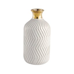 Mini Vaso Decorativo Cerâmica Ranhuras 18cm X 9cm Mart:branco - 2