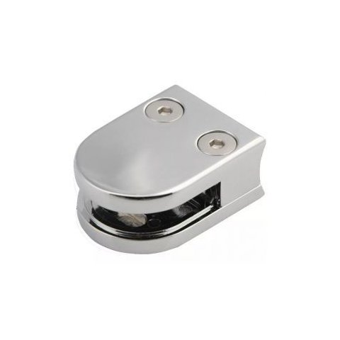 Suporte Presilha Curva para Corrimão de Escada Tubo 2" / Vidro Cromada