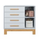 Ver imagem 2 de Cômoda P/ Roupas Quarto Infantil Bebê 4 Gavetas 1 Porta Q Encanto Slim 4355 Qmovi Cinza - Qmovi