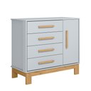 Ver imagem 1 de Cômoda P/ Roupas Quarto Infantil Bebê 4 Gavetas 1 Porta Q Encanto Slim 4355 Qmovi Cinza - Qmovi