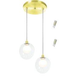 Pendente Duplo Harmony Bolinha Dourado + Lampada G9 6000k - 1