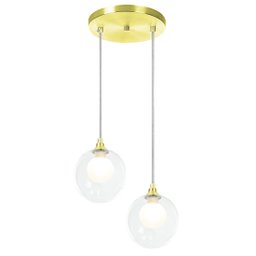 Pendente Duplo Harmony Bolinha Dourado + Lampada G9 6000k - 2