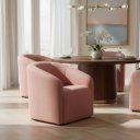 Ver imagem 1 de Cadeira Veludo Salmão Via Encanto Afrodite Luxo Liso Rosa