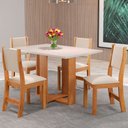 Ver imagem 1 de Mesa de Jantar 4 Lugares Juliete Mel/Blonde/Nude - Viero Móveis