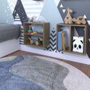 Ver imagem 1 de Conjunto 2 Nichos Prateleira para Quarto Infantil Bege/Carvalho Mel