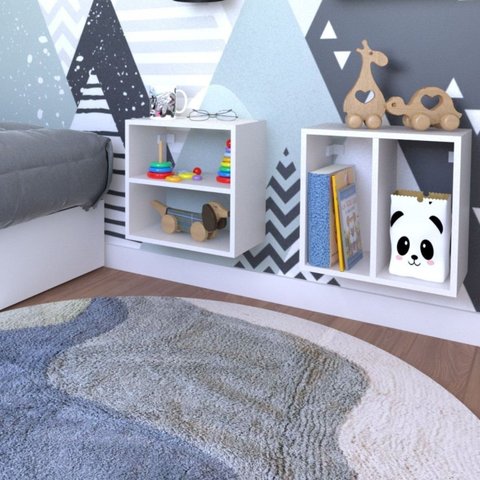 Conjunto 2 Nichos Prateleira para Quarto Infantil Branco