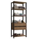 Ver imagem 2 de Guarda-roupa Closet Modulado Valencia 2 Gavetas 4 Prateleiras 70 Cm Madesa Rustic/preto