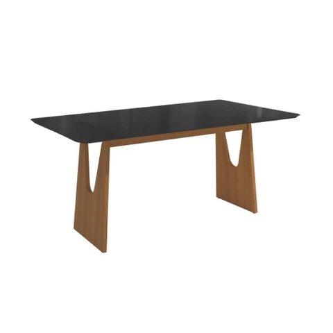 Mesa Multiuso Cozinha Mila Premium Madeira Maciça c/ Tampo Madeirado c/ Vidro 160x90cm Carvalho/