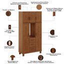 Ver imagem 5 de Guarda Roupa Solteiro com Espelho 5 Portas Aplique 3 Gavetas Madeira Maciça Lorie F06 Castanho -