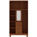 Ver imagem 7 de Guarda Roupa Solteiro com Espelho 5 Portas Aplique 3 Gavetas Madeira Maciça Lorie F06 Castanho -