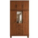 Ver mais imagens de Guarda Roupa Solteiro com Espelho 5 Portas Aplique 3 Gavetas Madeira Maciça Lorie F06 Castanho -