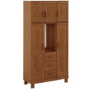 Ver imagem 2 de Guarda Roupa Solteiro com Espelho 5 Portas Aplique 3 Gavetas Madeira Maciça Lorie F06 Castanho -
