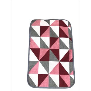JOGO DE BANHEIRO JACQUARD ANTE DERRAPANTE 3 PÇS - LADRILHO VERMELHO