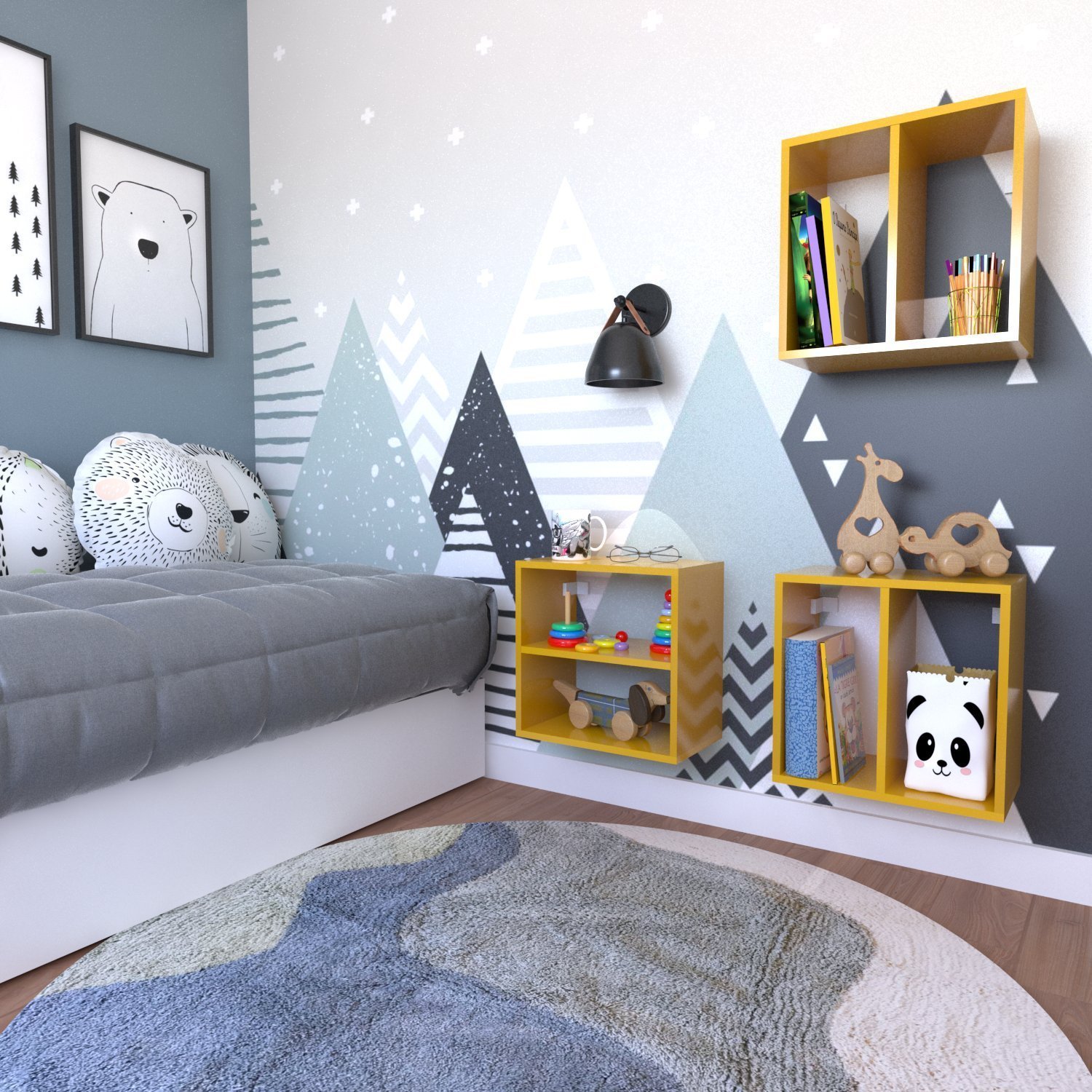 Conjunto 3 Nichos Prateleira para Quarto Infantil | MadeiraMadeira