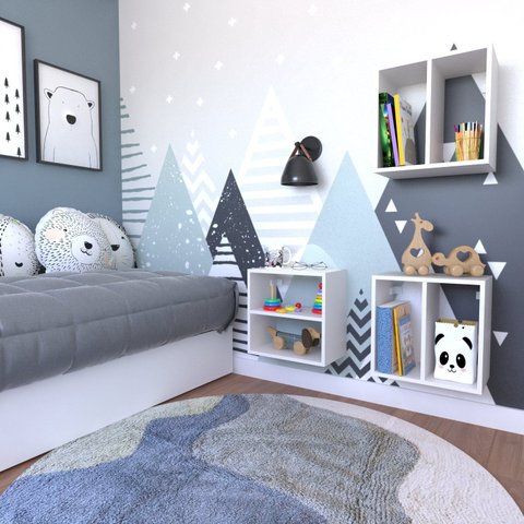 Conjunto 3 Nichos Prateleira para Quarto Infantil Branco