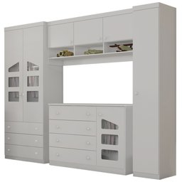 Quarto Infantil Phoenix Baby com Guarda-roupa Modulado e Cômoda Eloísa 4 Peças Branco - 2