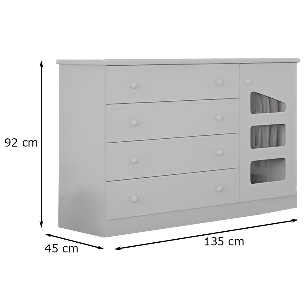 Quarto Infantil Phoenix Baby com Guarda-roupa Modulado e Cômoda Eloísa 4 Peças Branco - 6