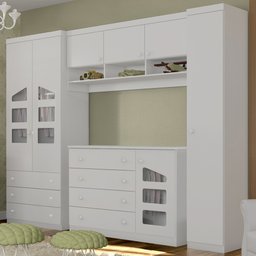 Quarto Infantil Phoenix Baby com Guarda-roupa Modulado e Cômoda Eloísa 4 Peças Branco - 1
