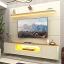 Ver imagem 1 de Painel e Rack com Led Pés Ferro Royal Nobre Off White Naturale - Gelius