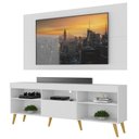 Ver imagem 2 de Rack com Painel e Suporte TV 65" Retrô Flórida Up Multimóveis MP1043 Branco/Natural