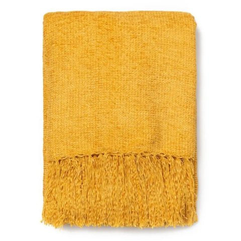 Manta Decorativa Chenille Amarelo