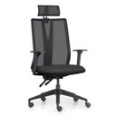 Ver imagem 1 de Cadeira Escritório Giratória Presidente Flow F02 Base Preta Crepe Preto - Lyam Decor