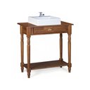 Ver imagem 1 de Bancada Aparador Mini Lavabo 1 Gaveta e Prateleira com Cuba Linz Móveis - Imbuia Glazer