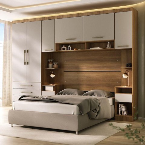 Quarto 6 Portas 6 Gavetas Cab Qn Paris Master Luciane Móveis Avelã Pf-cinammon Pf
