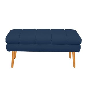 Puff Aparador Estofado Italy Decorativo Veludo Azul Marinho
