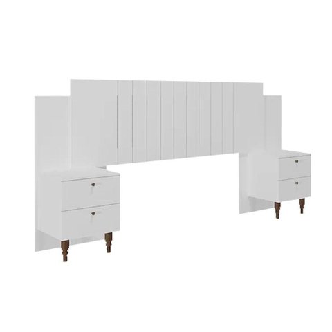 Cabeceira Cama Box Madeirado Casal/queen Genova Extensível C/ 4 Gavetas Branco - Panan