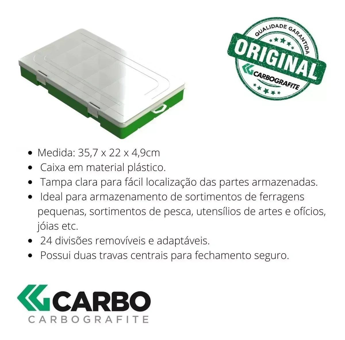 Ver imagem 3 de Caixa Organizadora Pesca Ferramentas Grande Carbografite 24d:verde