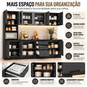Ver imagem 5 de Cozinha Modulada Etna Completa 6 Peças 258cm Grafite com Paneleiro, Aéreo de Vidro e Gavetas