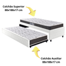Bicama Box Solteiro Courino Linho Branco 88x188 com Dois Colchões Pantanal Espuma D28 Anjos - 7