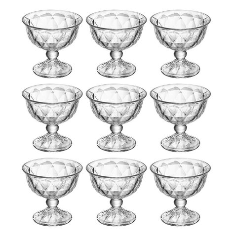 Jogo de Taças de Sobremesa em Cristal Diamond 180ml 9 Peças - Lyor