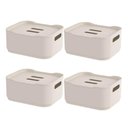 Ver imagem 1 de Conjunto 4 Cestos Pequenos Organizadores 1,75l com Tampa Coza Fit Plástico Light Bege Empilhável