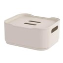 Ver imagem 3 de Conjunto 4 Cestos Pequenos Organizadores 1,75l com Tampa Coza Fit Plástico Light Bege Empilhável
