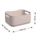 Ver imagem 4 de Conjunto 4 Cestos Pequenos Organizadores 1,75l com Tampa Coza Fit Plástico Light Bege Empilhável