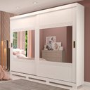Ver imagem 1 de Guarda-Roupa Casal 2 Portas de Correr 4 Espelhos e Pés 243cm 100% MDF Marsala Espresso Móveis Branco