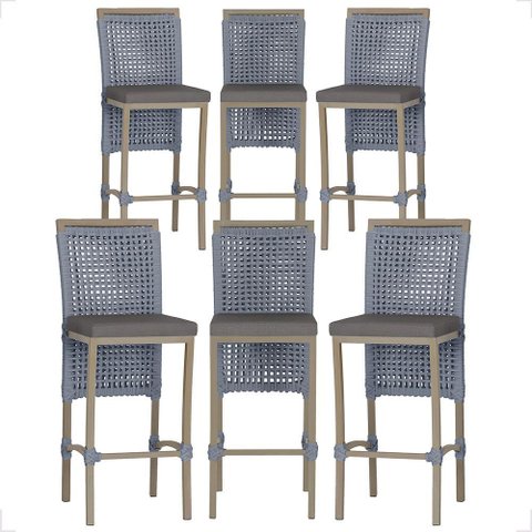 6 Banqueta em Alumínio Roma Fendi Corda Náutica Tecido 11